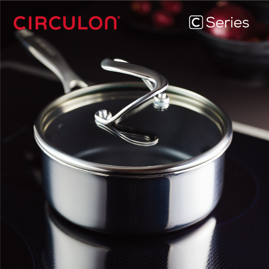 《CIRCULON C系列》三層複合''不鏽鋼不沾單柄湯鍋18CM / 1.9L (電磁爐/IH爐)