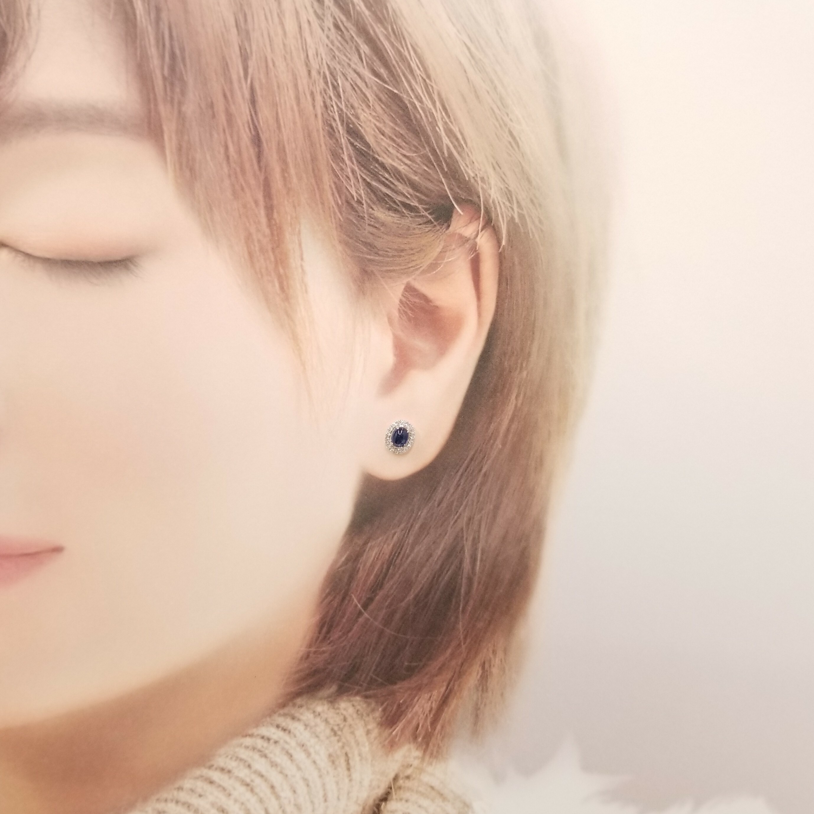 18K White Gold 1.05ct Sapphire and Diamond Earrings