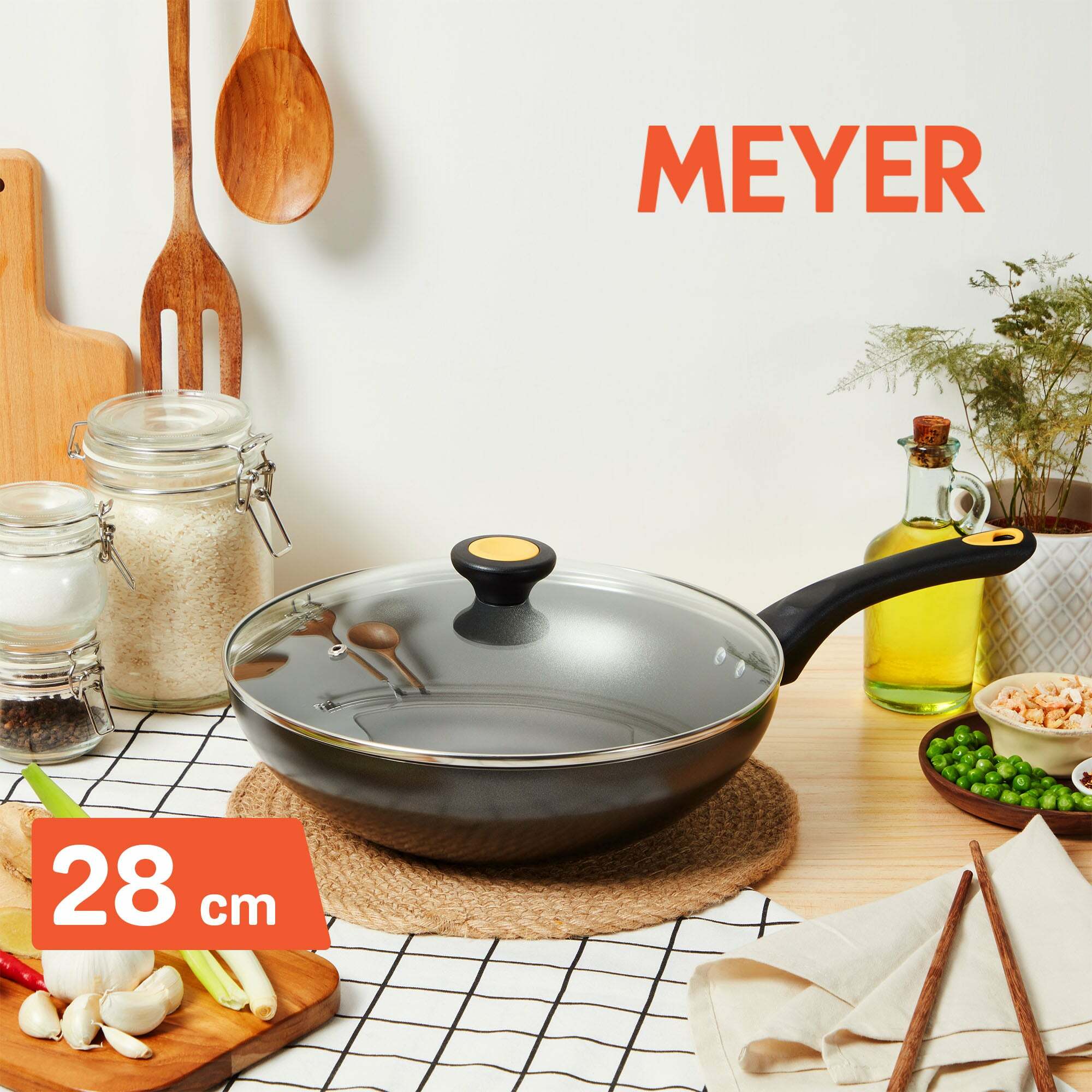 《MEYER Skyline II》耐磨輕量不沾鍋 28CM炒鍋 (含蓋)