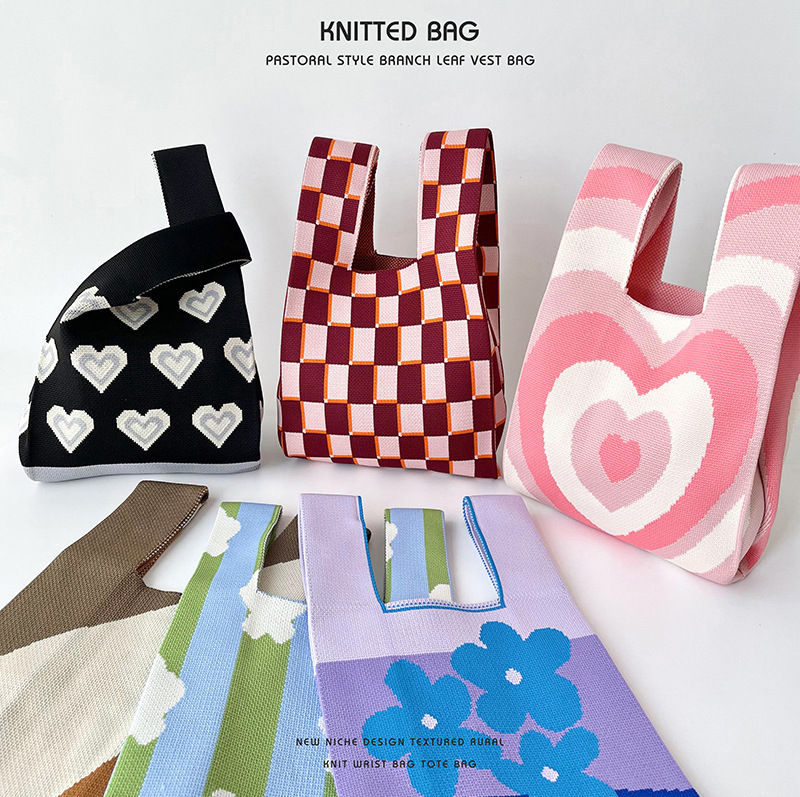 愛心拼色針織手提包 WN2028