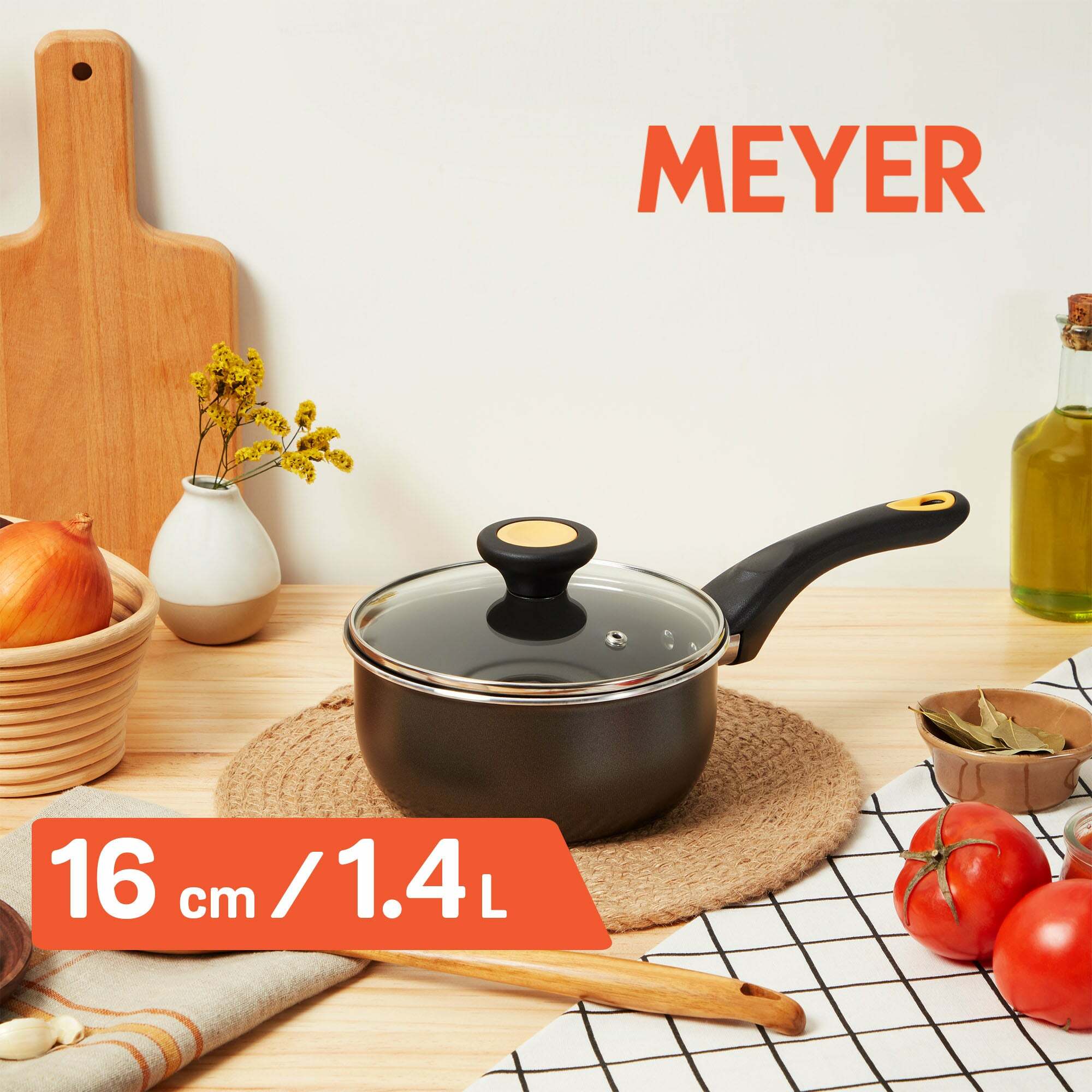 《MEYER Skyline II》耐磨輕量不沾鍋 16CM單柄湯鍋(含蓋)