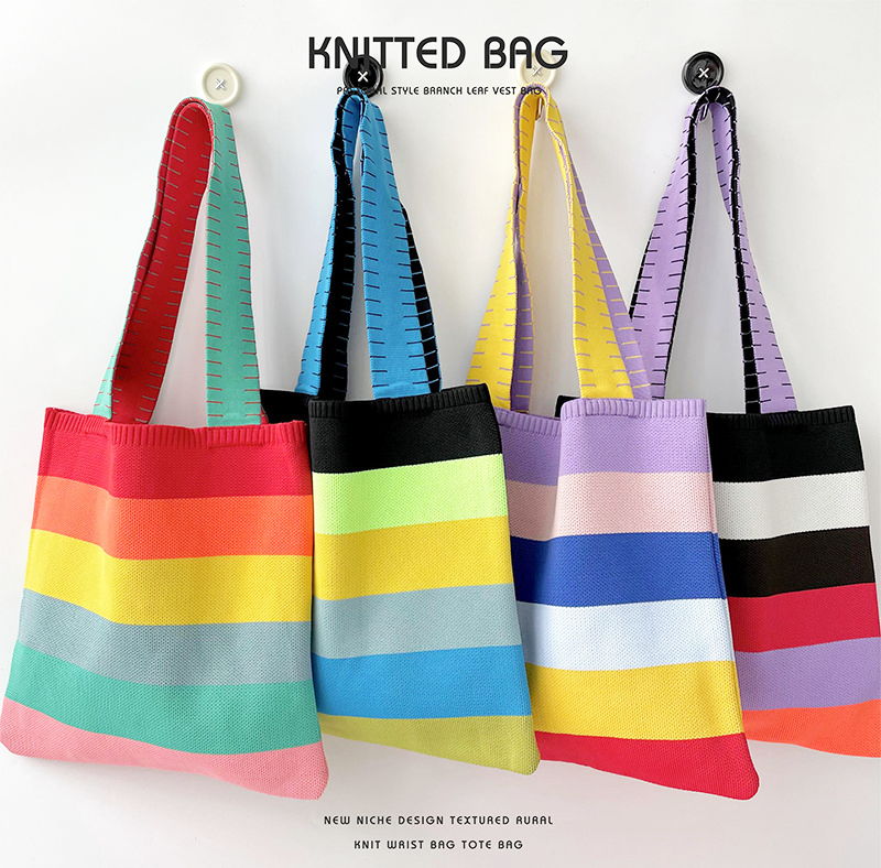 彩虹針織單肩包手提包 WN2021