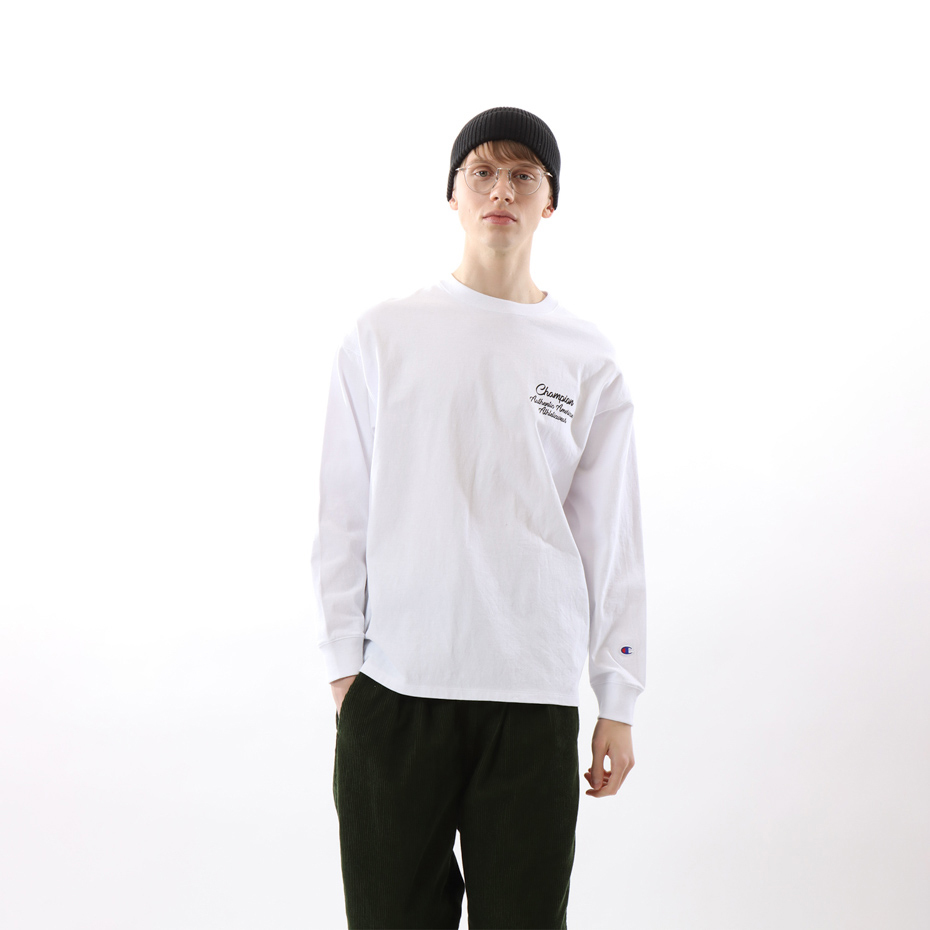 男款-CASUAL  西岸風寬版長袖TEE-白色（C3-Y401-010）