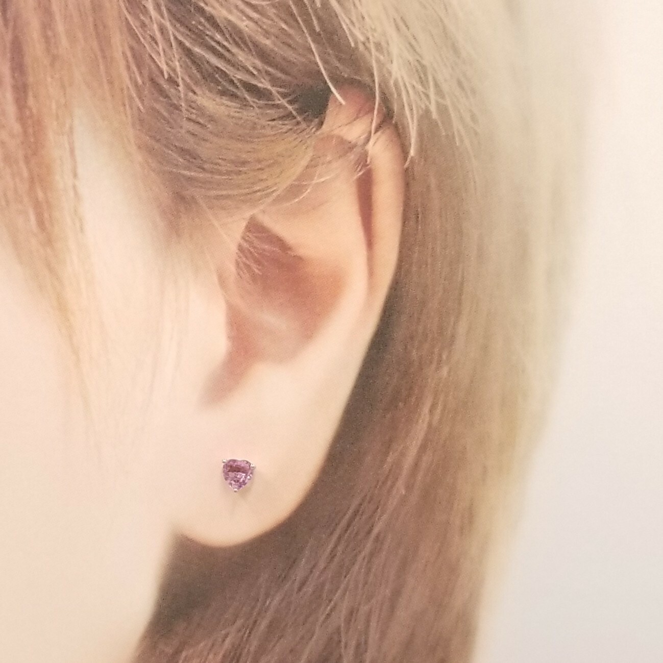 全新18K白金【主石62份粉紅藍寶】耳環