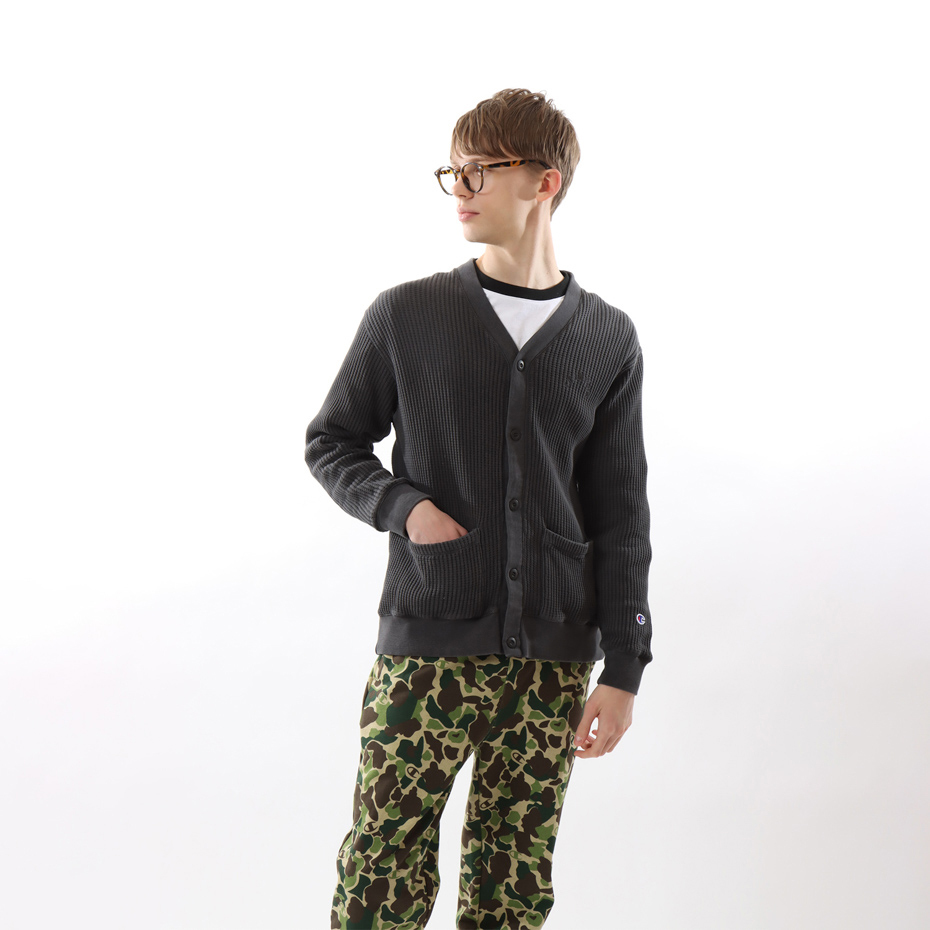 男款-CASUAL 日系華夫格開襟外套-黑色（C3-Y407-090）