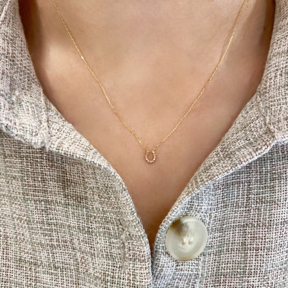 【me.luxe】K10迷你馬蹄11顆鑽石鍊