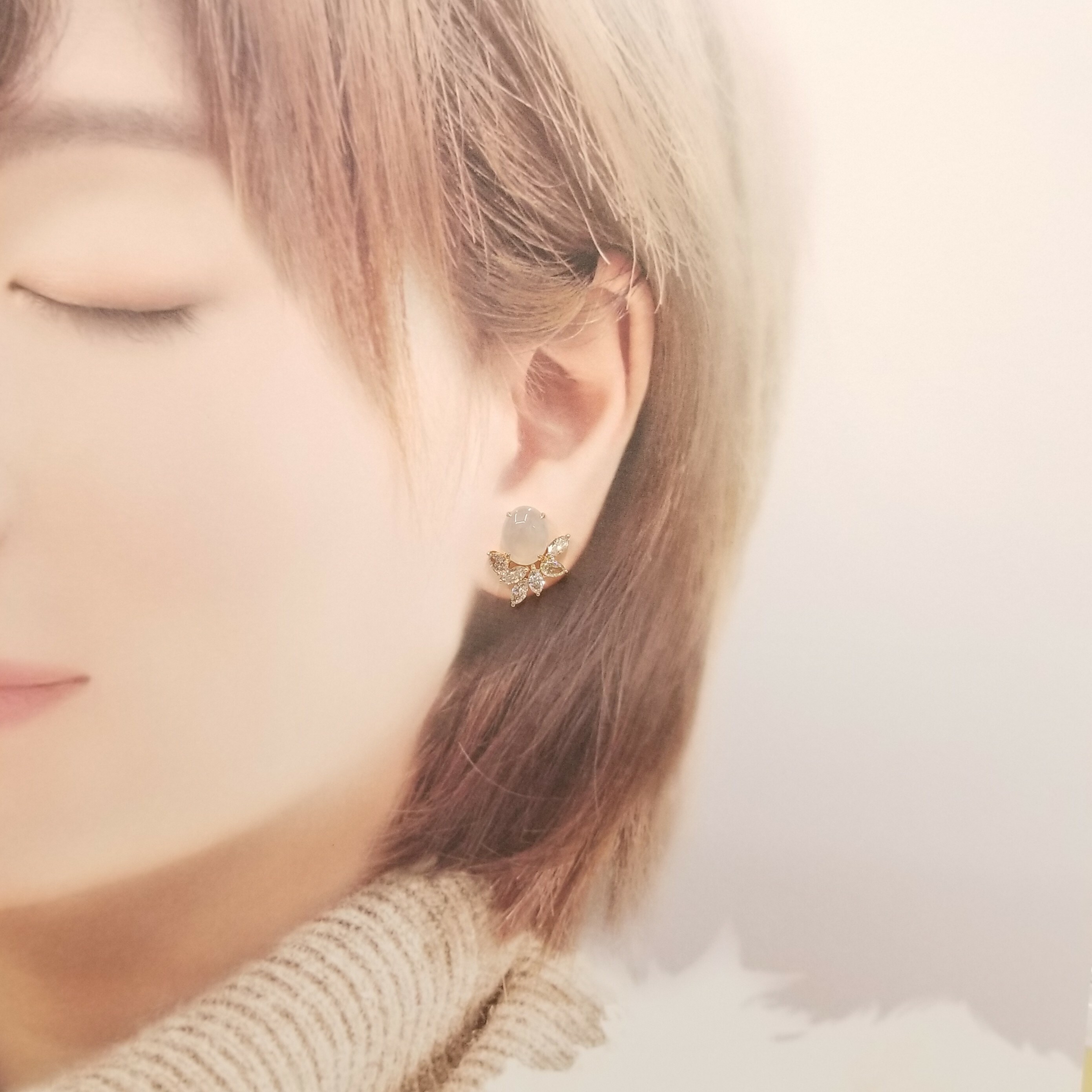 18K Rose Gold 2.12ct Diamond and Jade Earrings