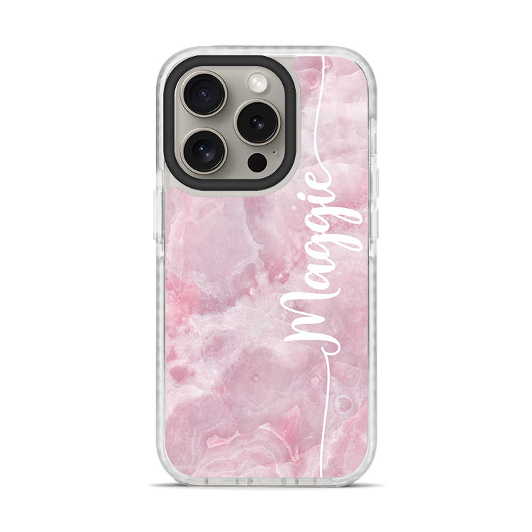 粉色控的大理石 撞白殼 - (訂製名字)  iPhone客製化手機殼