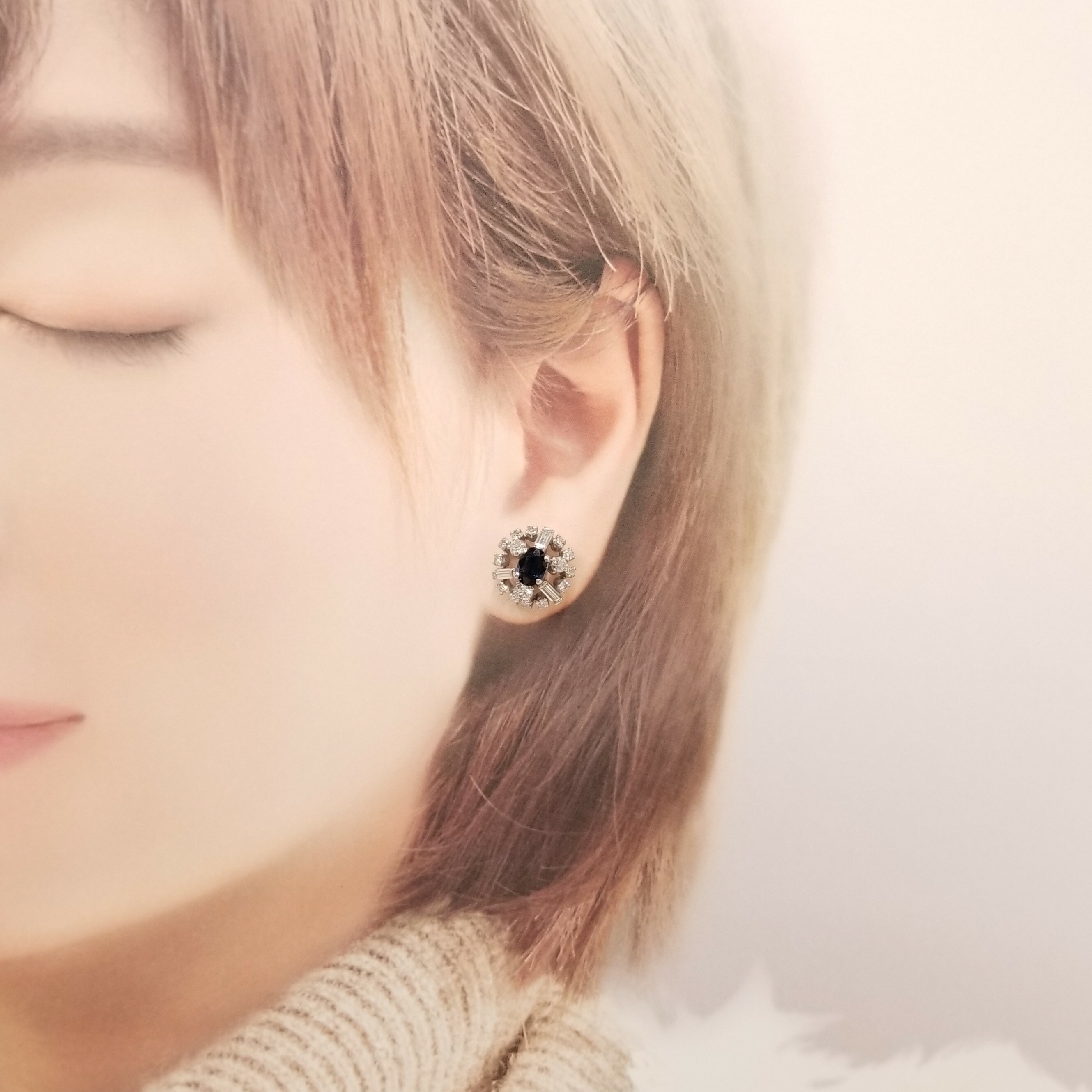 White Gold 1.63 Sapphire and Diamond Earrings