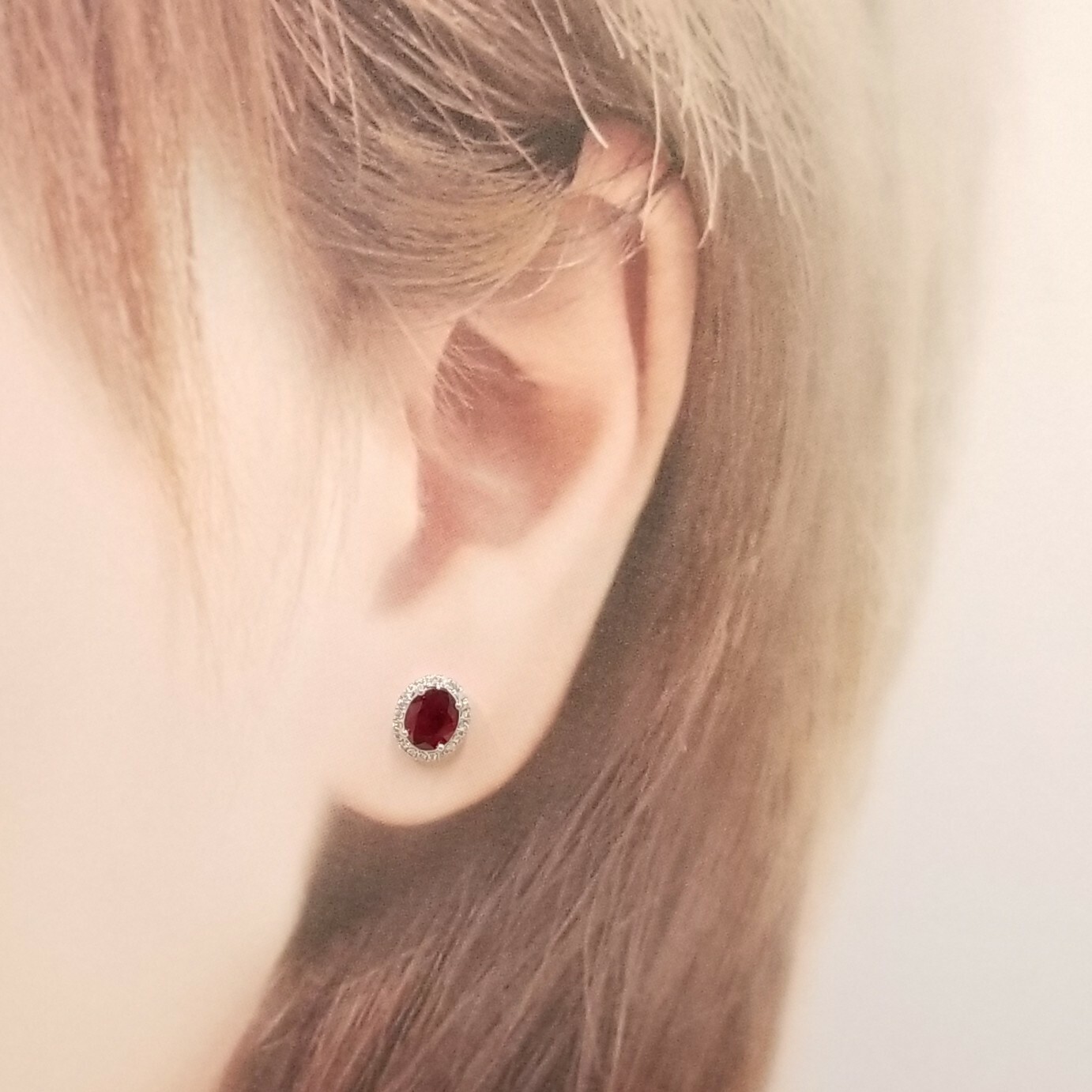 18K White Gold 1.55ct Ruby and Diamond Earrings