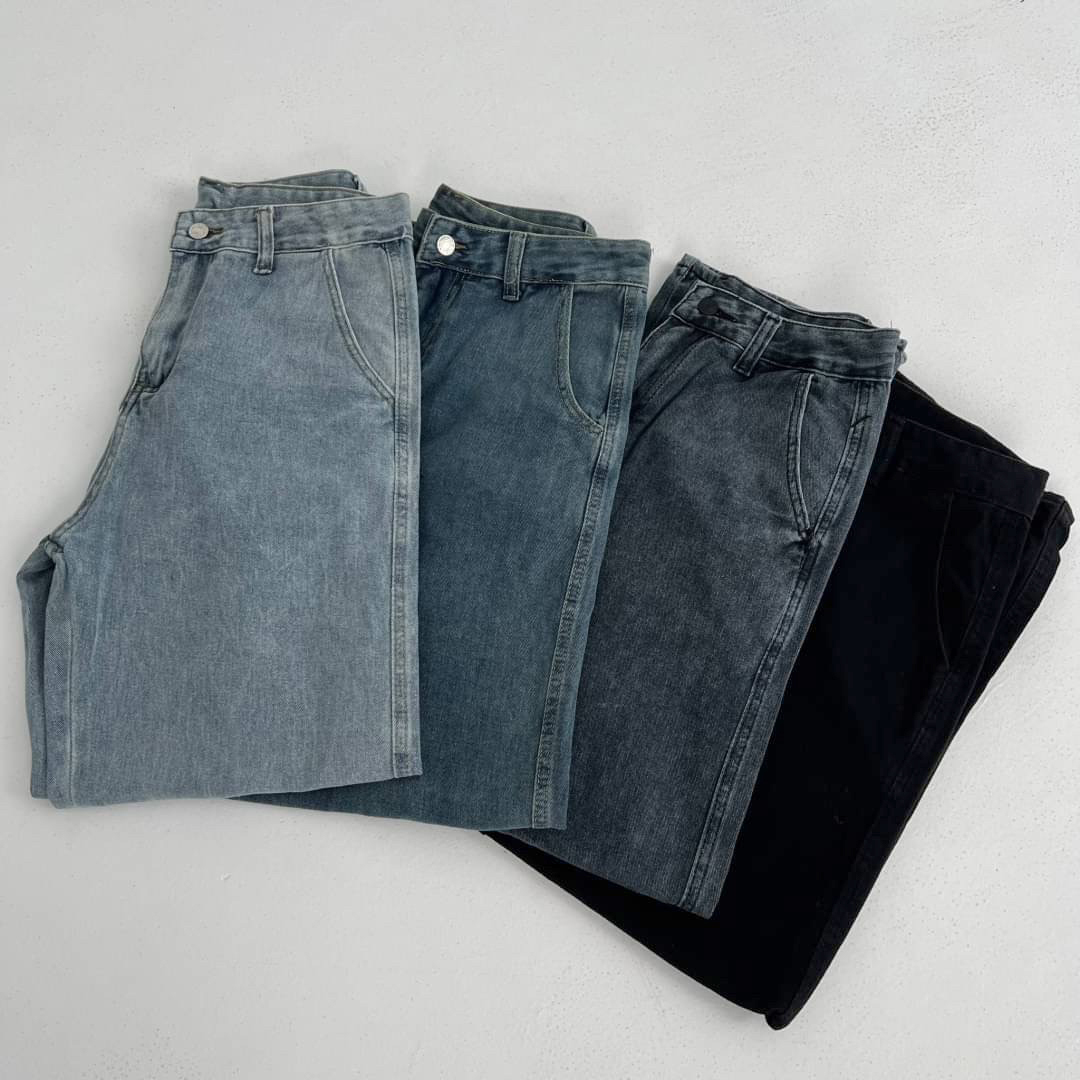 百搭基本質感落地感牛仔長褲商品照