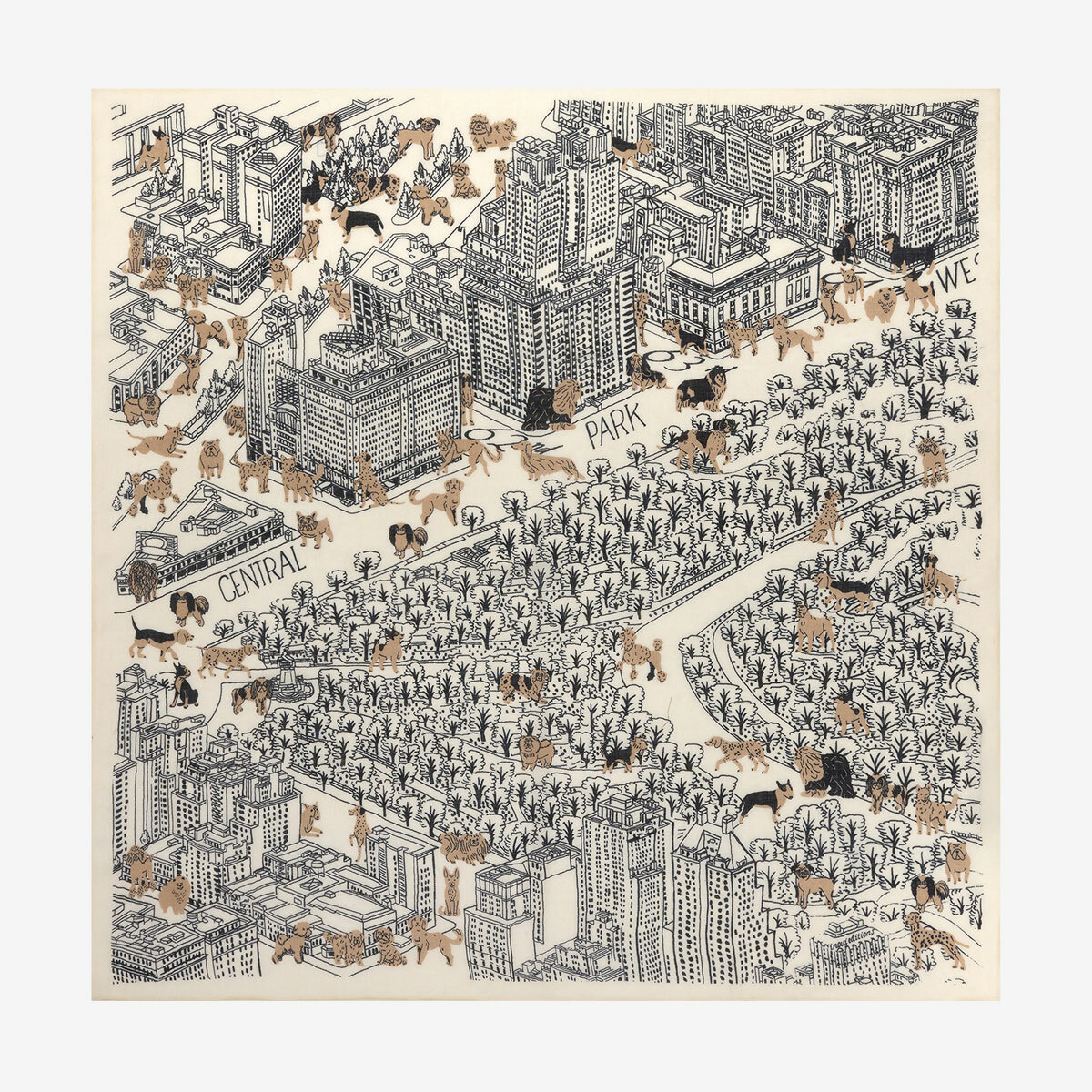 CENTRAL PARK 羊毛方巾100 - 奶油白