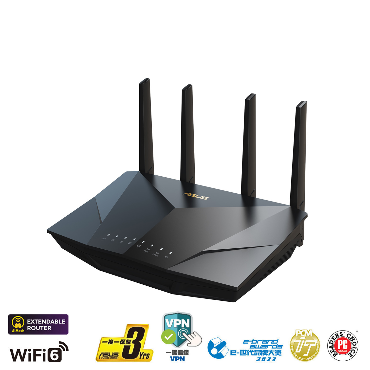 ASUS RT-AX5400 Dual Band WiFi Extendable Router, Lifetime