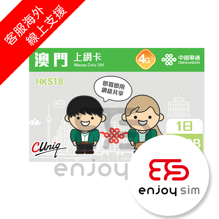 China Unicom - 1day【Macau】 (Daily 3GB High Speed Data) 4G Unlimited Data Sim Card