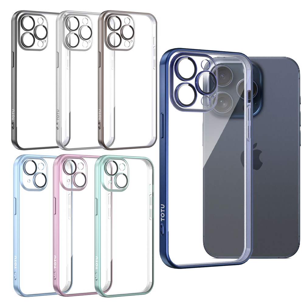 TOTU 拓途 iPhone 15/15 Plus/15 Pro/15 Pro Max 一體式鏡頭貼電鍍手機殼防摔殼保護殼 柔簡系列