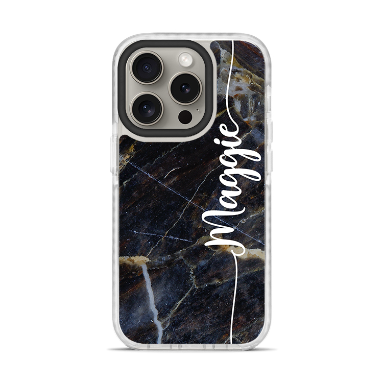 宇宙風大理石紋 撞白殼 - (訂製名字)  iPhone客製化手機殼