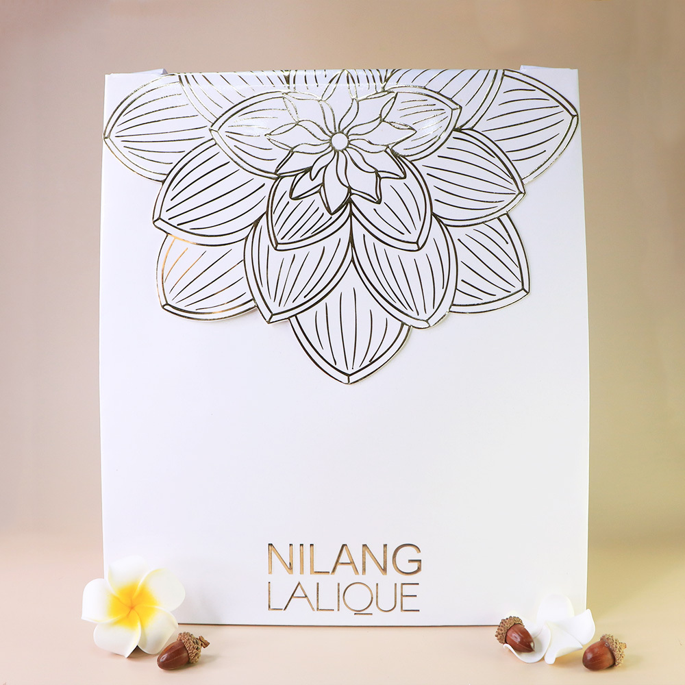 LALIQUE 萊儷 NILANG 白色燙金 精品紙袋 - BA0066