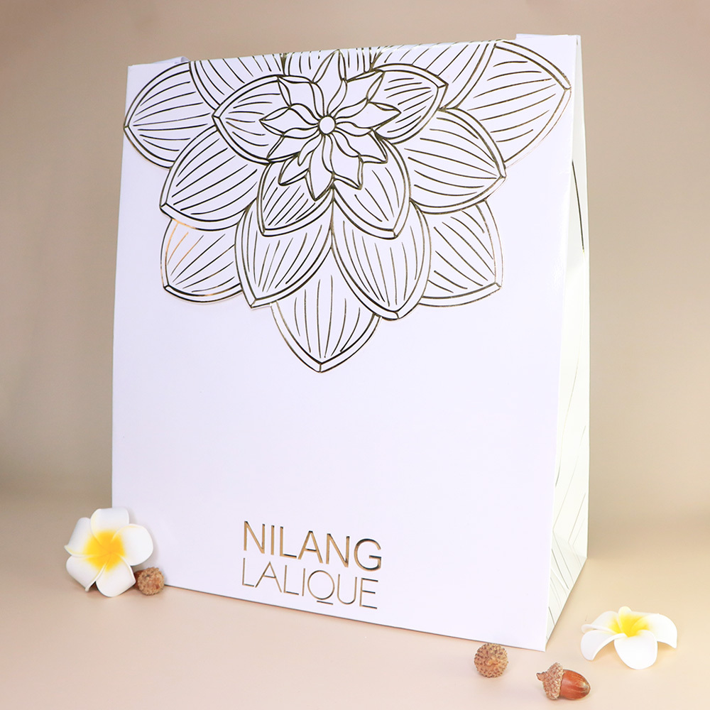 LALIQUE 萊儷 NILANG 白色燙金 精品紙袋 - BA0066