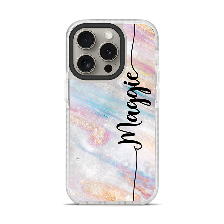 女神粉彩大理石 撞白殼 - (訂製名字)  iPhone客製化手機殼