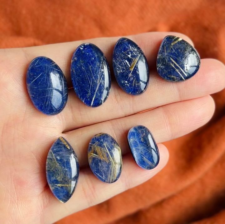 [原石] 青金石 + 鈦髮晶 加工貼合 水晶蛋面