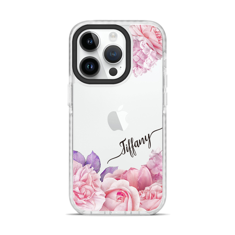 少女玫瑰 撞白殼 - (訂製名字)  iPhone客製化手機殼