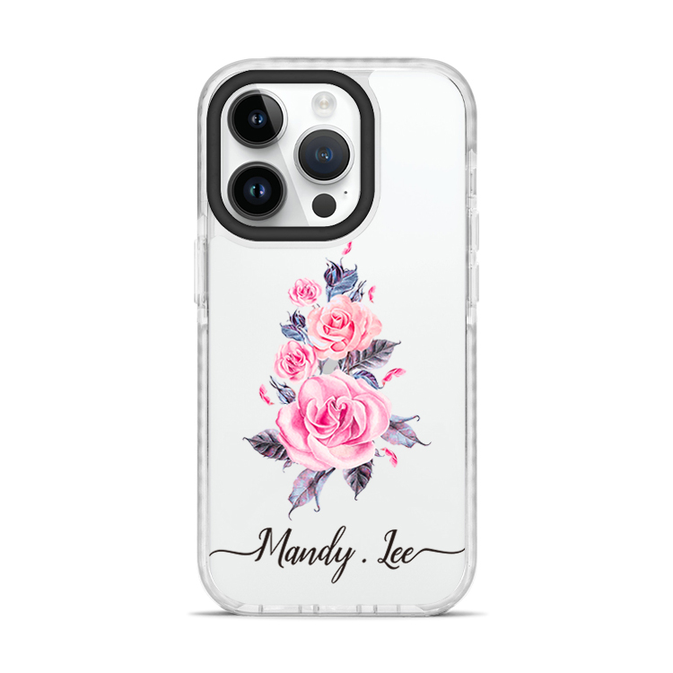 專情玫瑰 撞白殼 - (訂製名字)  iPhone客製化手機殼