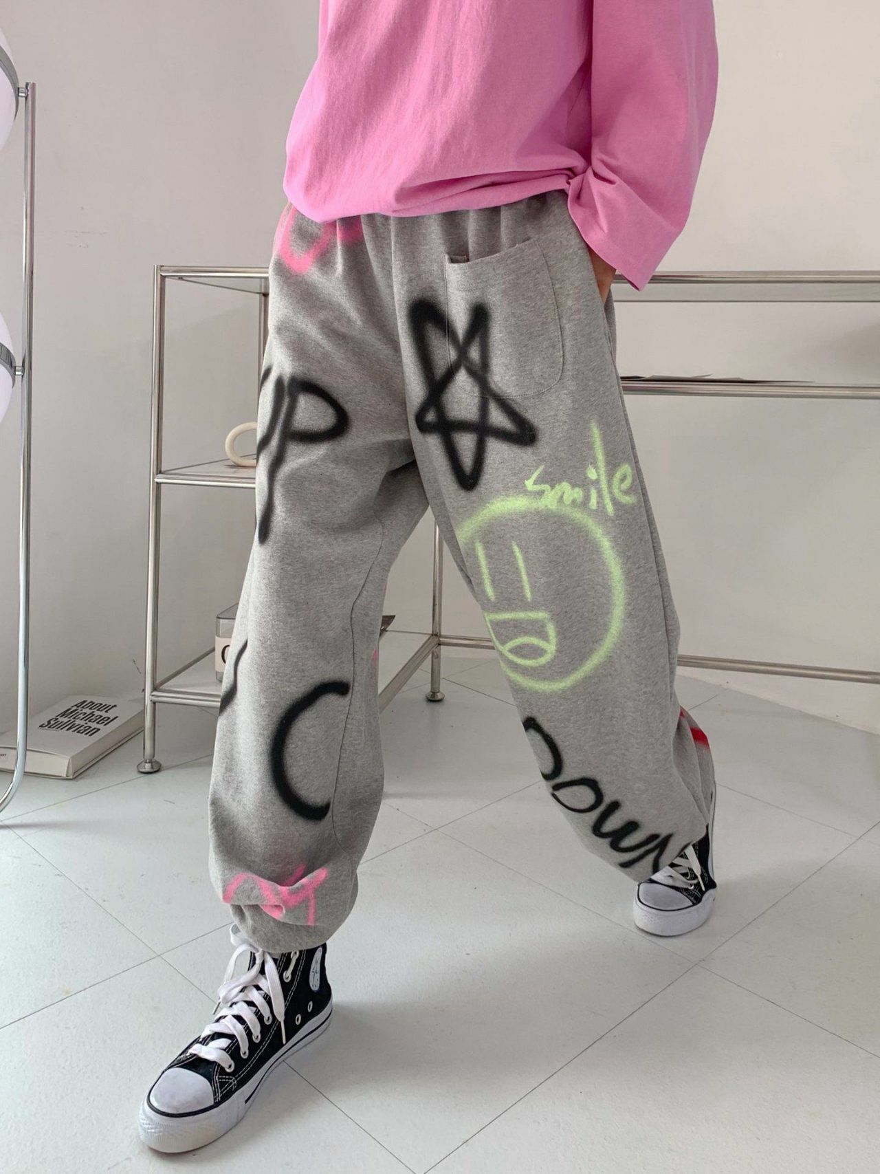 塗鴉圖案束腳褲 3.14-013P