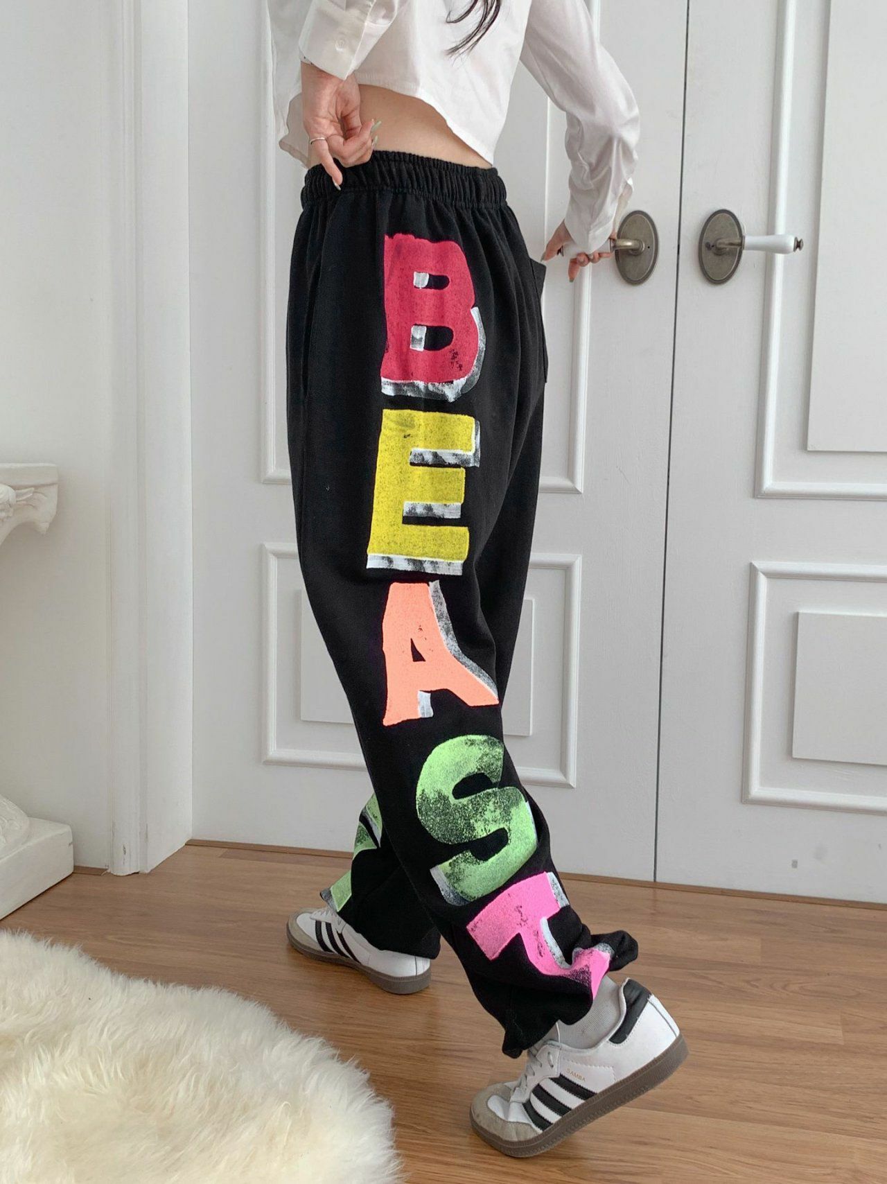 英文字圖案運動褲 3.14-016P