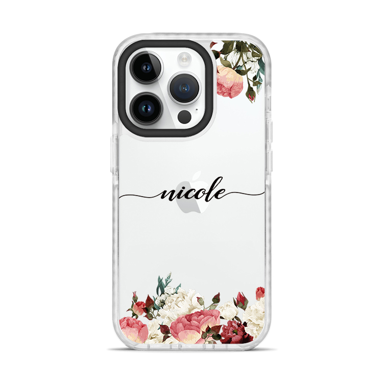 氣質玫瑰 撞白殼 - (訂製名字)  iPhone客製化手機殼