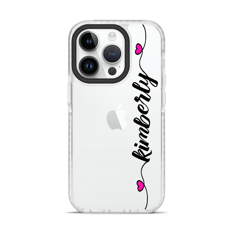 粉紅簽名 撞白殼 - (訂製名字)  iPhone客製化手機殼