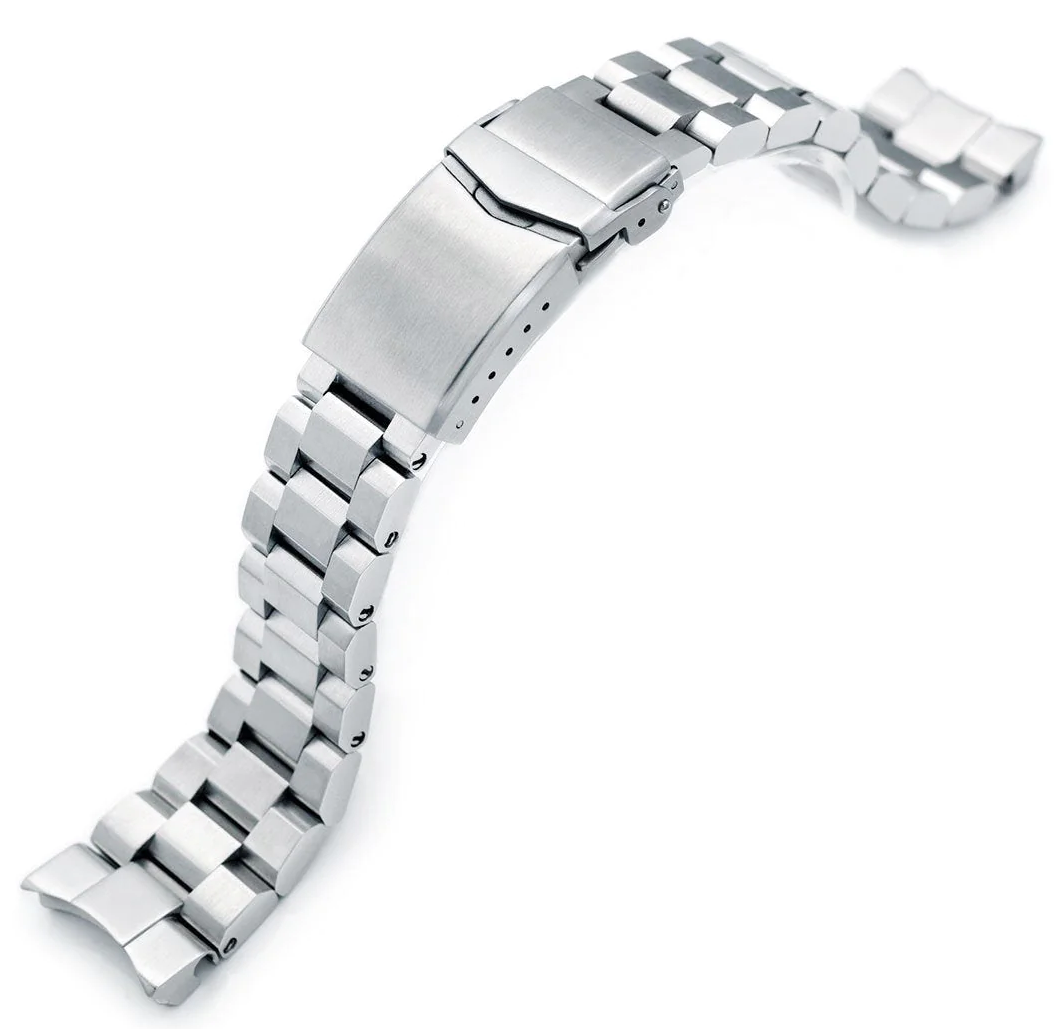 萬年鐘錶 - 太空人錶帶 SEIKO 武士系列機械錶專用代用帶 凱撒三板式鋼錶帶 拉砂 V扣雙鎖潛水扣  SS221820B156