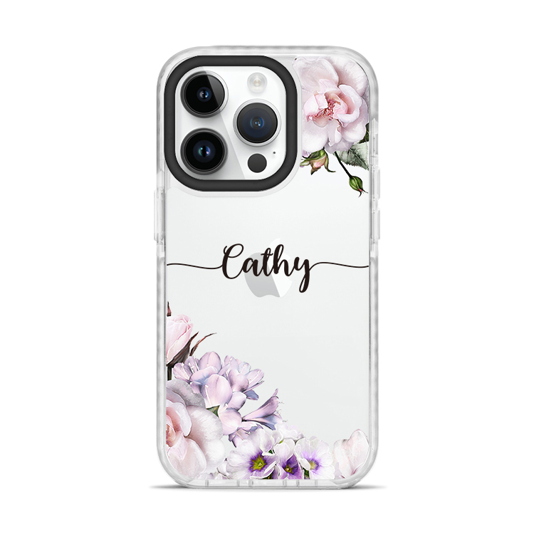 淺紫羅蘭 撞白殼 - (訂製名字)  iPhone客製化手機殼