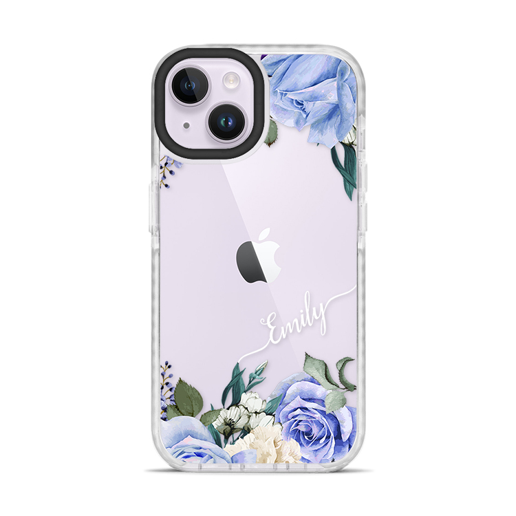 紫色玫瑰 撞白殼 - (訂製名字)  iPhone客製化手機殼