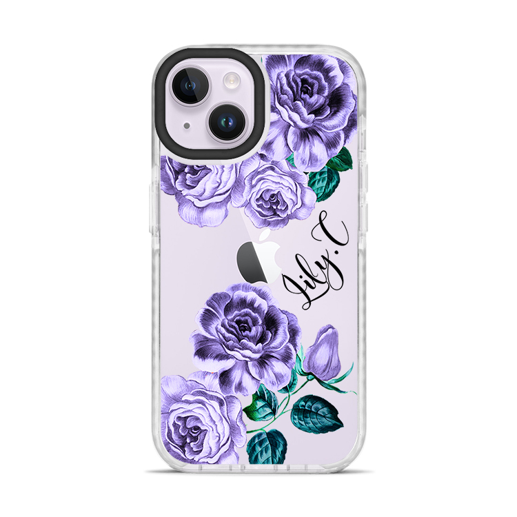 紫色刺繡 撞白殼 - (訂製名字)  iPhone客製化手機殼