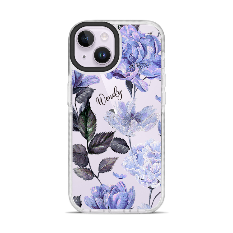 紫康乃馨 撞白殼 - (訂製名字)  iPhone客製化手機殼