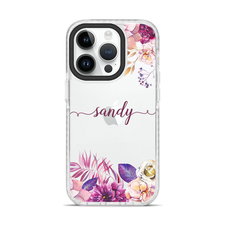 桃紫叢林 撞白殼 - (訂製名字)  iPhone客製化手機殼