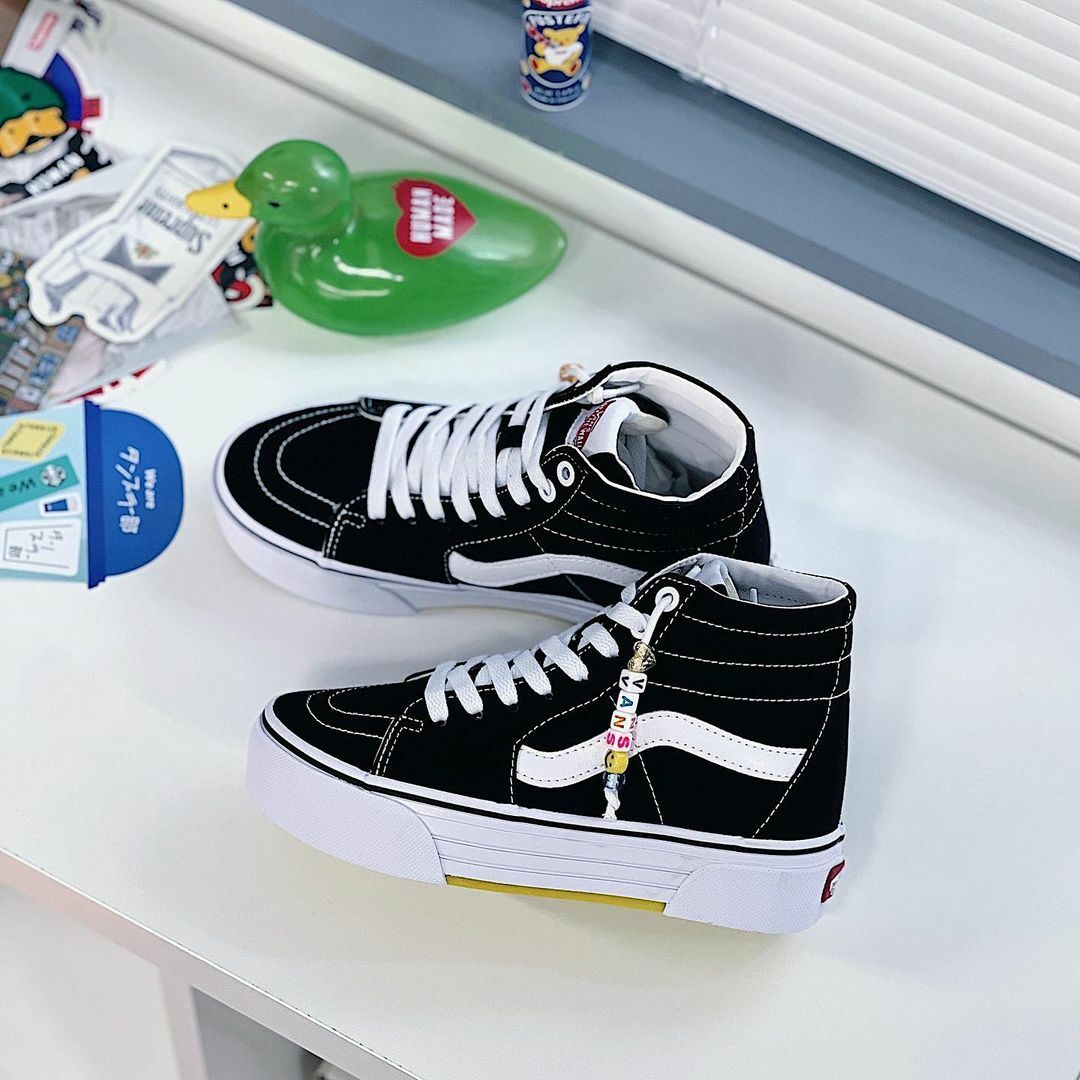Vans Old Skool CHKY 日本限定 黑色 白色 串珠 笑臉 滑板 高筒 厚底 增高 帆布鞋
