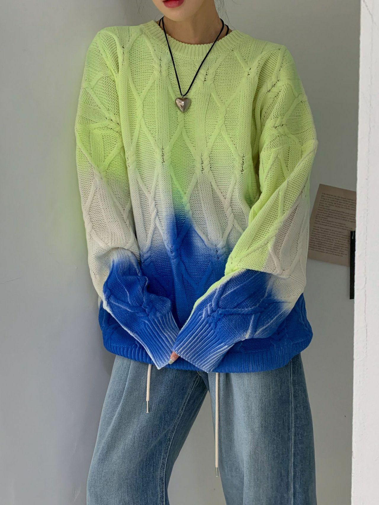 圓領菱格紋圖案針織衫 3.14-024T