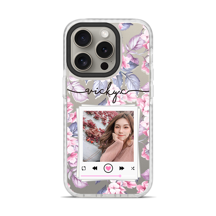 花卉美照 撞白殼 - (訂製名字)  iPhone客製化手機殼