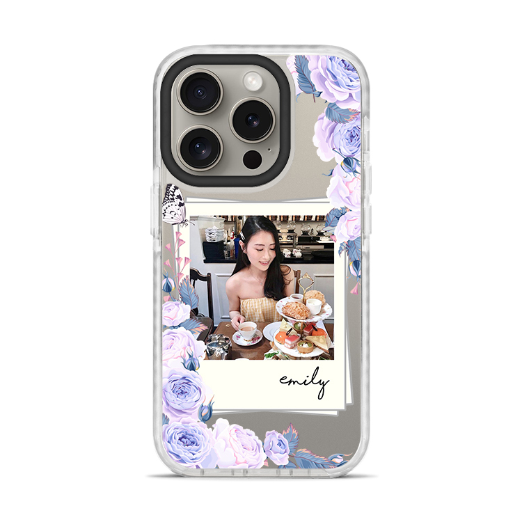 紫色照片 撞白殼 - (訂製名字)  iPhone客製化手機殼
