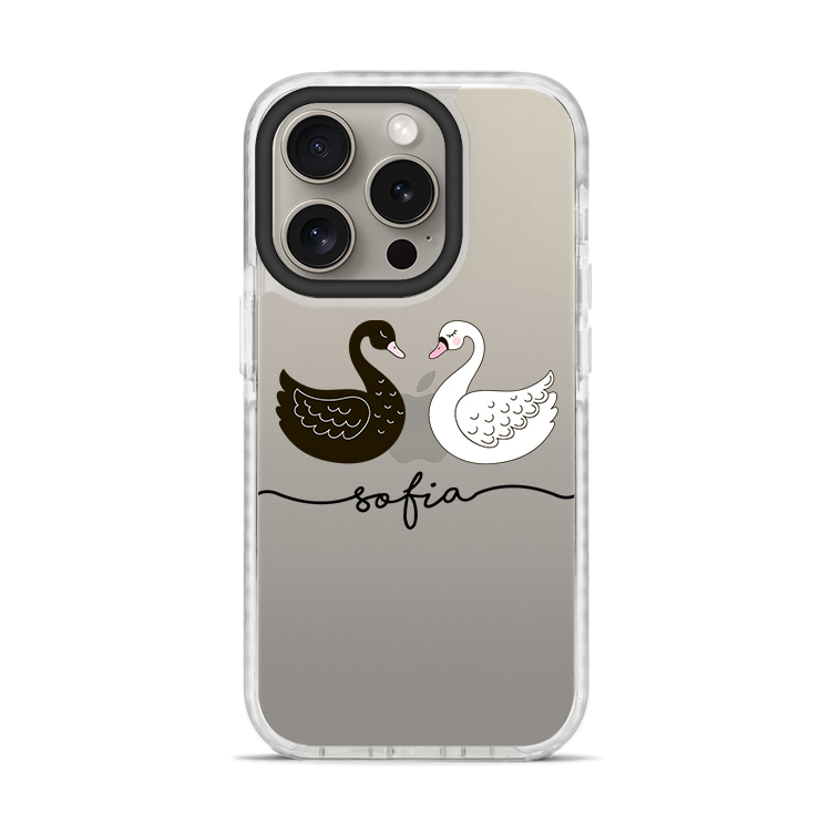 黑與白天鵝 撞白殼 - (訂製名字)  iPhone客製化手機殼