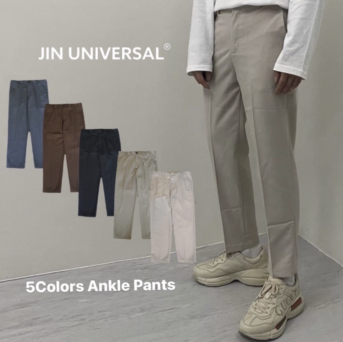 JIN UNIVERSAL 滑面西裝九分褲 西裝褲 修身 腿長 九分 西裝褲 平價穿搭