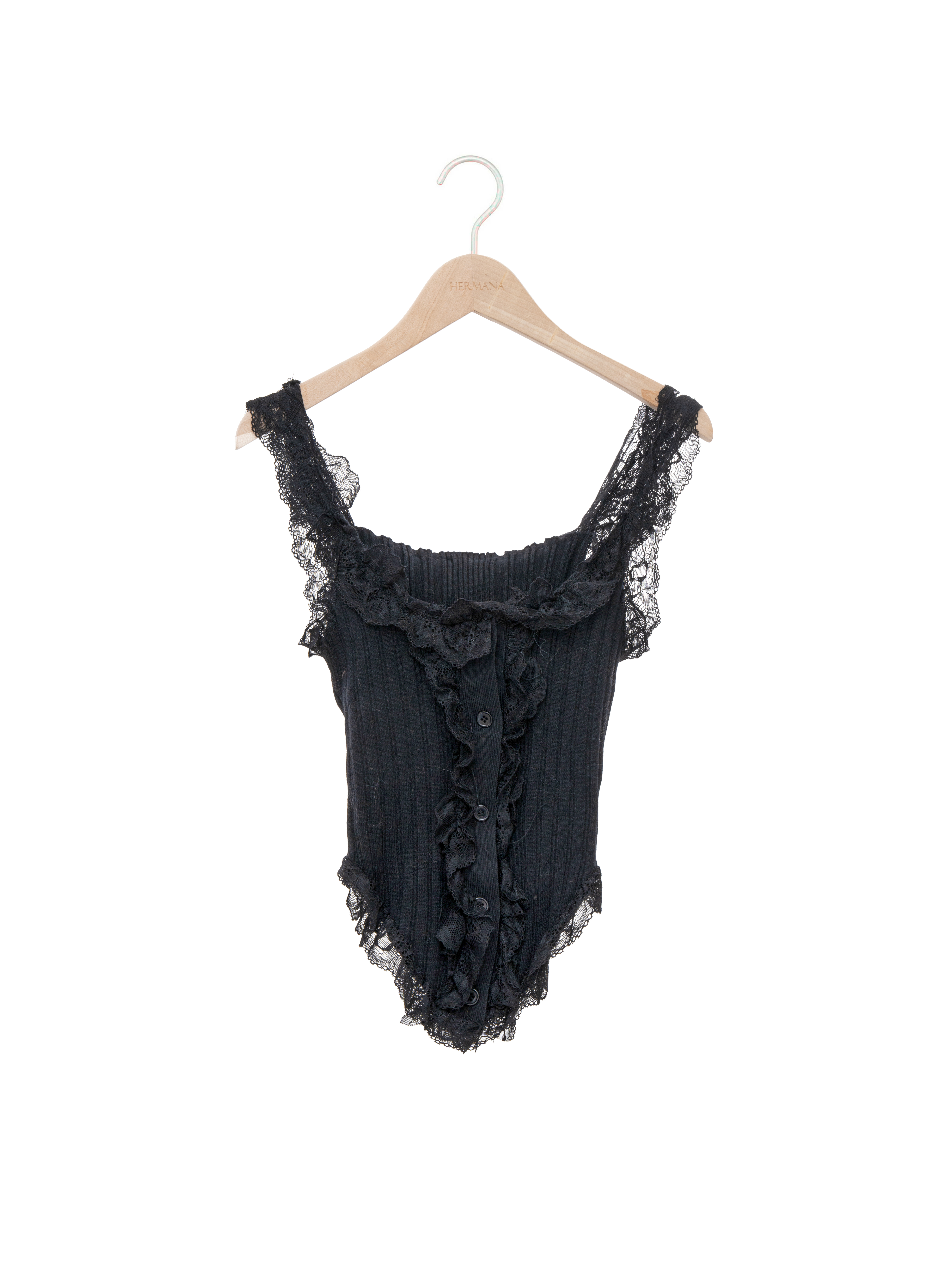 綑lace邊弧腳針織背心 (現貨款式）