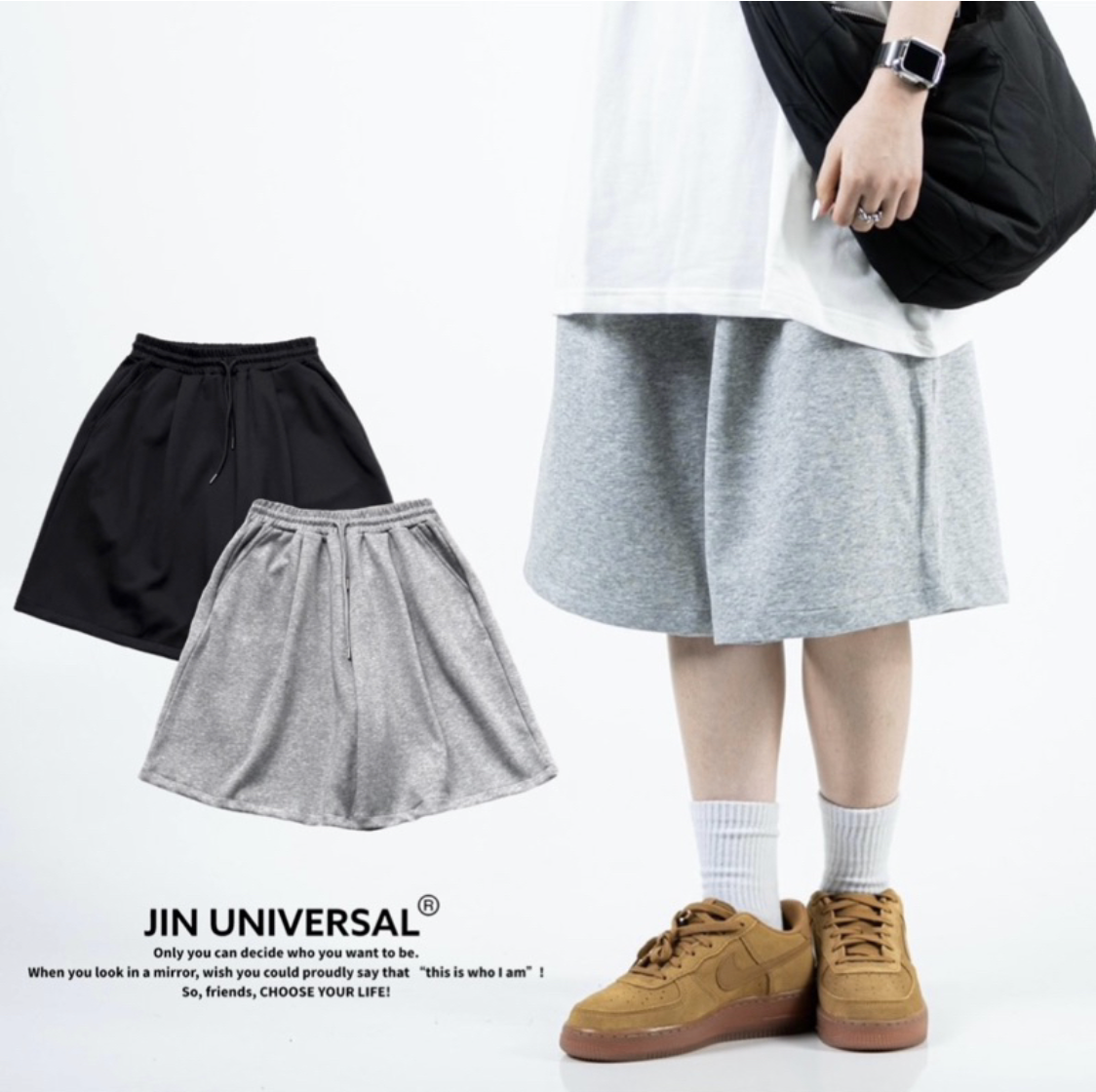 JIN UNIVERSAL 重磅寬鬆闊腿棉短褲 棉褲 日常 休閒 “平價穿搭”