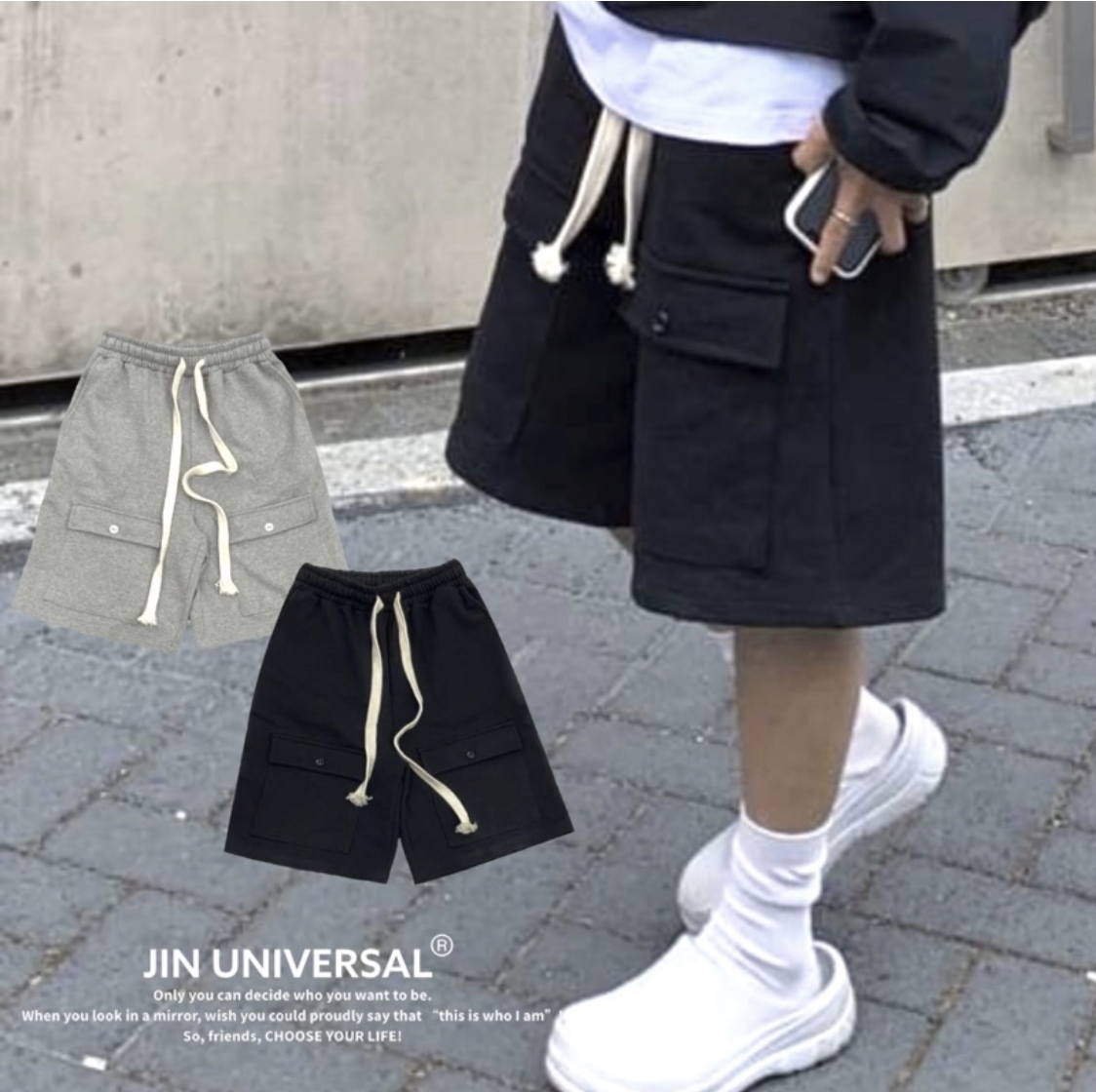JIN UNIVERSAL 韓國 大口袋 棉質 抽繩 短褲 棉短褲 春夏 “平價穿搭”