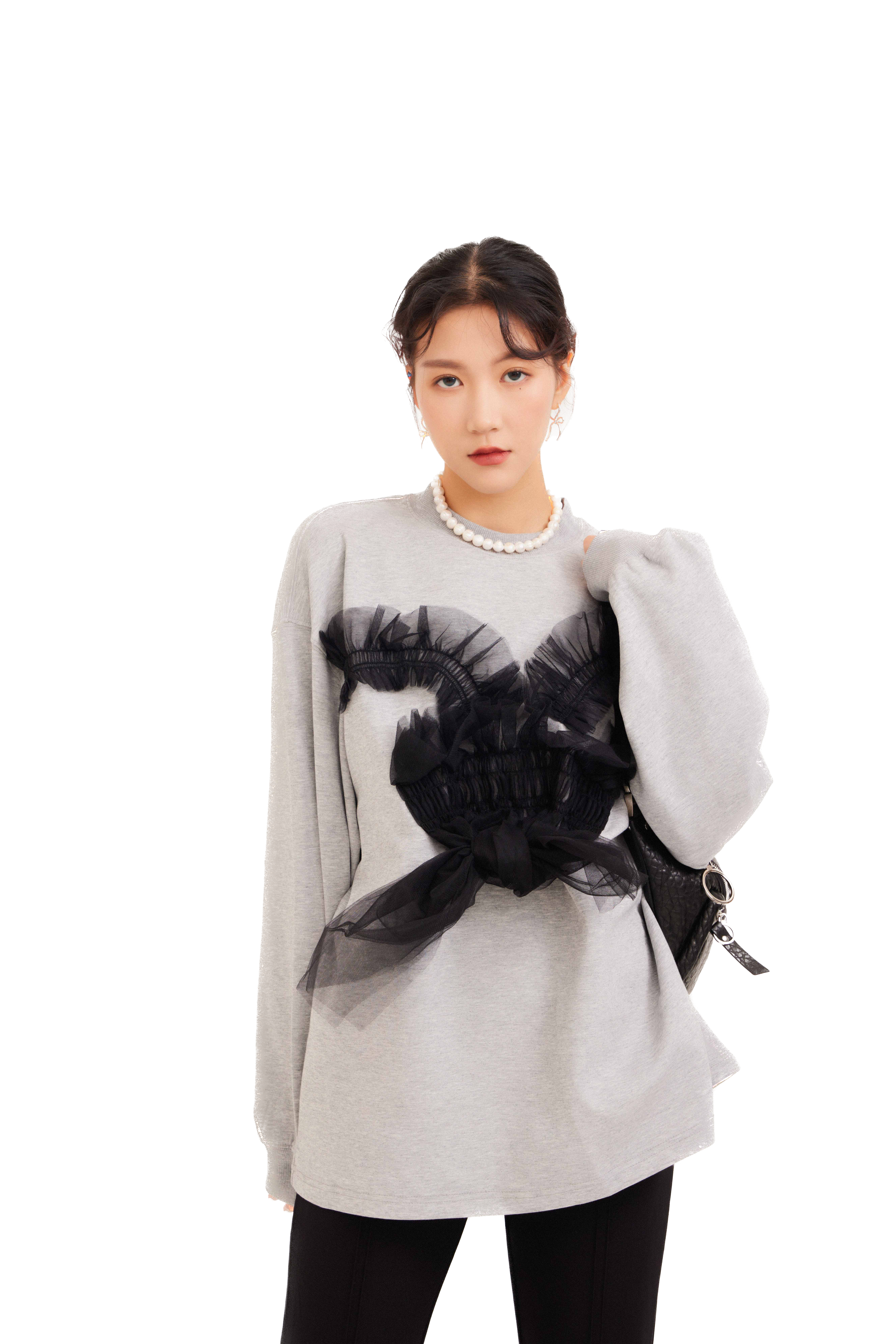 黑網紗裝飾衛衣 (現貨款式）