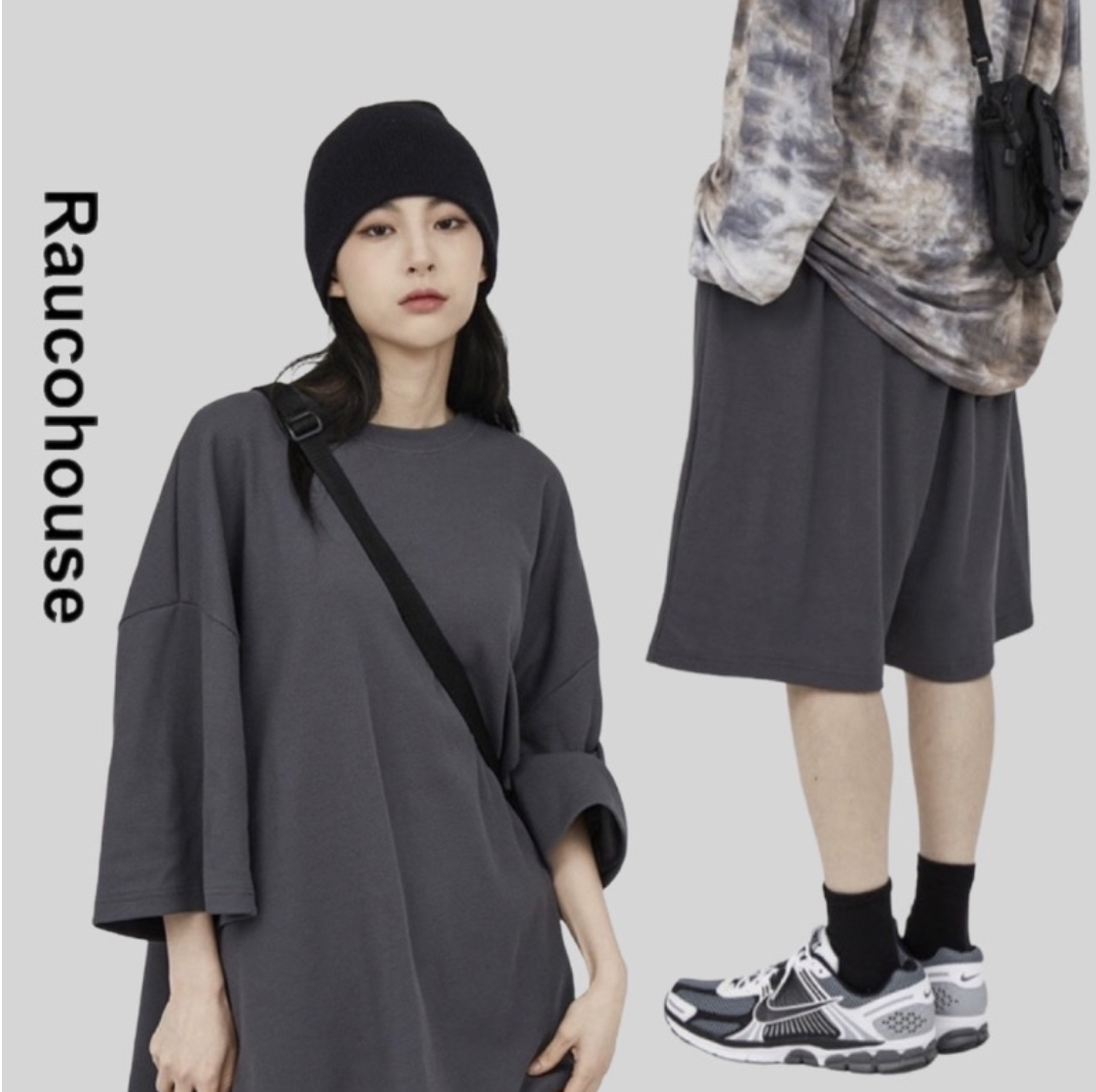 韓國 Raucohouse 柔軟棉華夫格套裝 五分袖 短袖