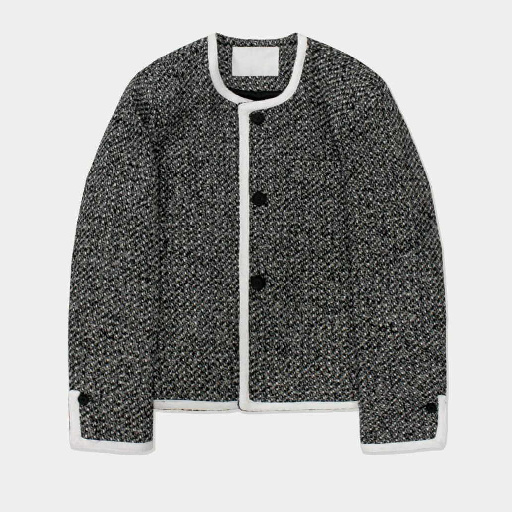 圓領混色開胸短外套OWN-024JK