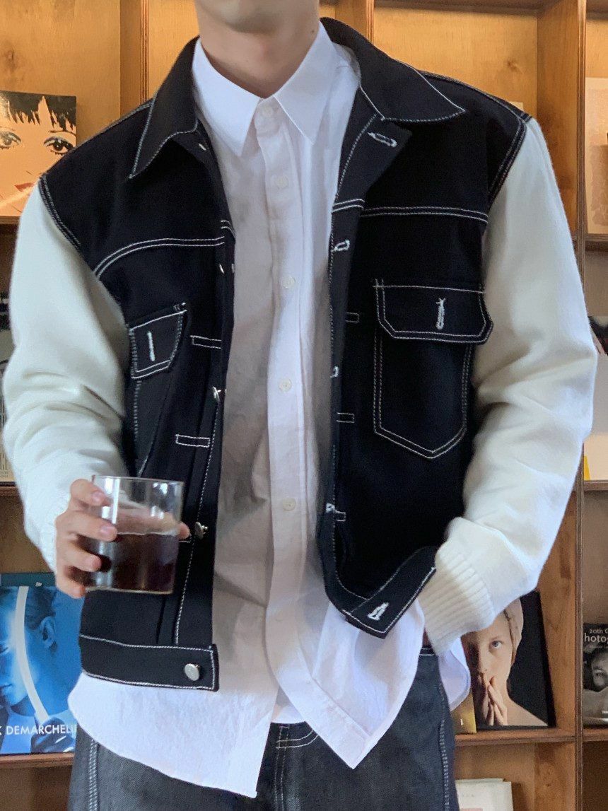 拼冷袖牛仔褸 OWN-025JK