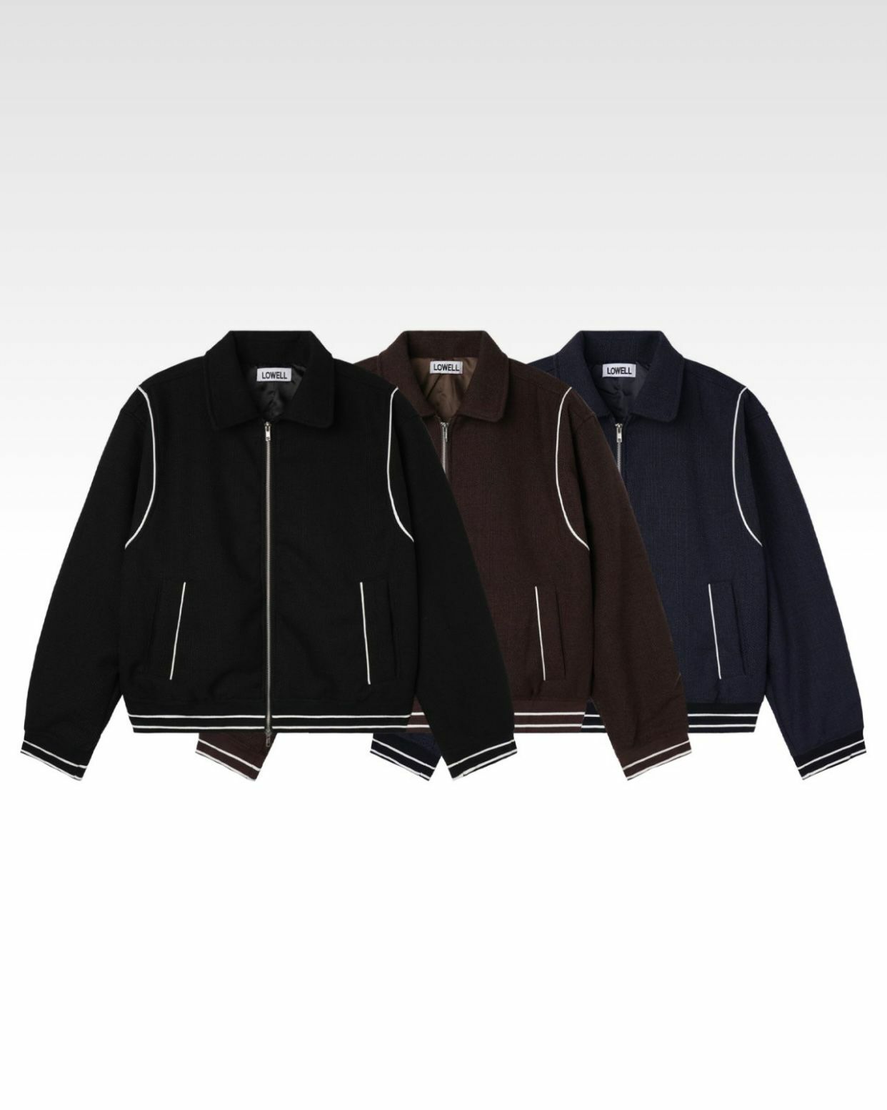 淨色恤衫領拉鍊外套 Lowell-009JK